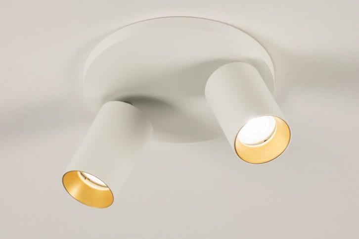 Rietveld Spots - Wit, Goud - Metaal, Aluminium, Huis en Inrichting, Lampen | Hanglampen, Verzenden