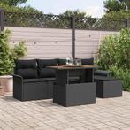 vidaXL Tuin Sofa Set met opslag 6 pcs Zwart Poly riet, Verzenden, Nieuw, Rotan