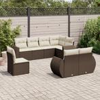 vidaXL 8-delige Loungeset met kussens poly rattan bruin, Tuin en Terras, Verzenden, Nieuw, Rotan, Loungeset