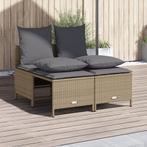 vidaXL 4-delige Loungeset met kussens poly rattan beige, Verzenden, Nieuw, Rotan, Loungeset