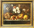 Italiaanse school (XIX) - Natura morta con fiori e frutti, Antiek en Kunst, Kunst | Schilderijen | Klassiek