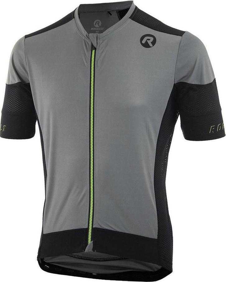 Rogelli Wielershirt KM Rise Grijs/Zwart/Fluor Maat S, Sport en Fitness, Wielrennen, Verzenden