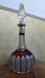 Champagneglas - kristal en zilver - Boheemse kristallen fles, Antiek en Kunst, Antiek | Glas en Kristal