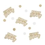 Happy Birthday Tafelconfetti Goud/Wit, Verzenden, Nieuw