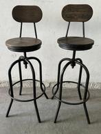 Kruk - Vurenhout - Set van twee krukken - retro stijl