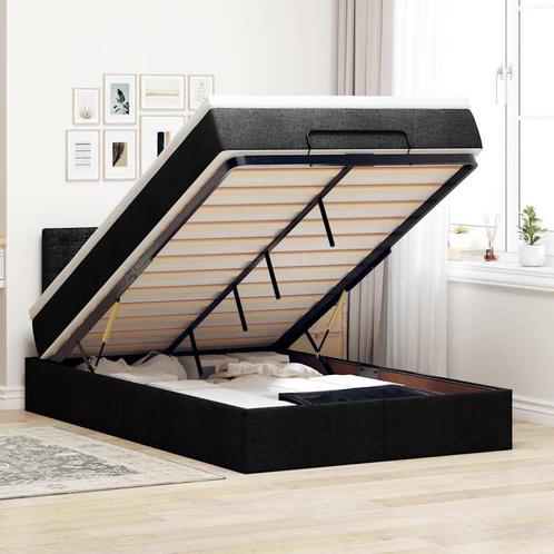vidaXL Bed met matras 120x200 cm stof zwart, Huis en Inrichting, Slaapkamer | Bedden, 120 cm, 200 cm, Zwart, Twijfelaar, Nieuw