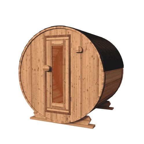 Red Knotty Cedar barrelsauna 200 cm | 10% KORTING, Sport en Fitness, Sauna, Fins of Traditioneel, Complete sauna, Nieuw, Ophalen of Verzenden