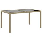 vidaXL Tuintafel 150x90x75 cm gehard glas en poly rattan, Verzenden, Nieuw