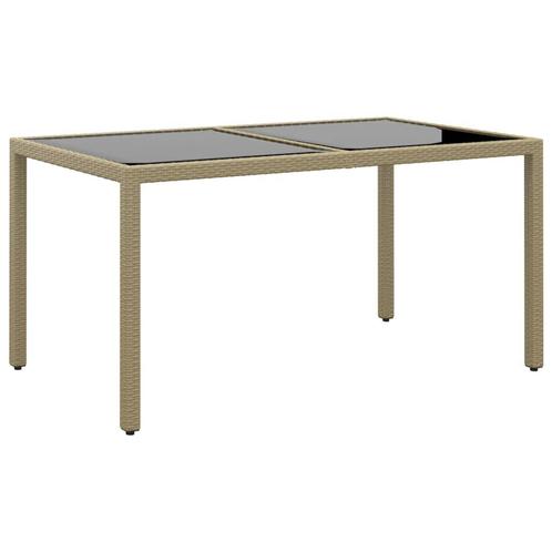 vidaXL Tuintafel 150x90x75 cm gehard glas en poly rattan, Tuin en Terras, Tuintafels, Nieuw, Verzenden