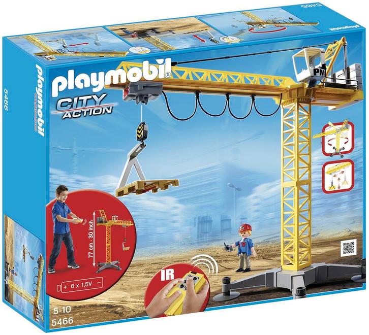 Playmobil Grote Bouwkraan met IR-afstandsbediening - 5466 (N, Kinderen en Baby's, Speelgoed | Playmobil, Nieuw, Verzenden