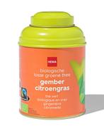 HEMA Groene thee gember-citroengras 75gr in blik, Hobby en Vrije tijd, Theezakjes, Verzenden