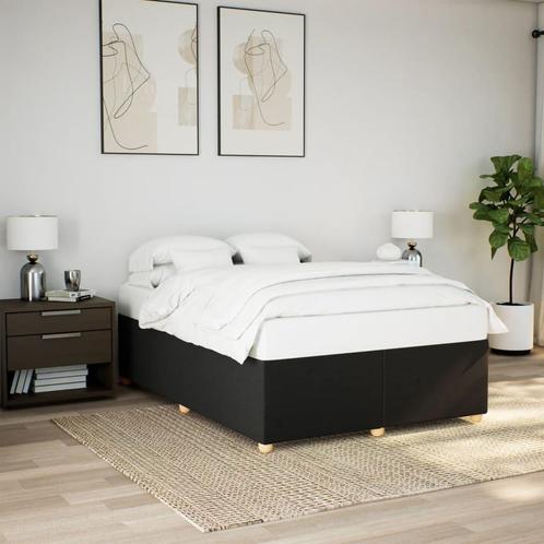 vidaXL Bedframe zonder matras stof zwart 140x190 cm, Huis en Inrichting, Slaapkamer | Bedden, 140 cm, 190 cm of minder, Zwart