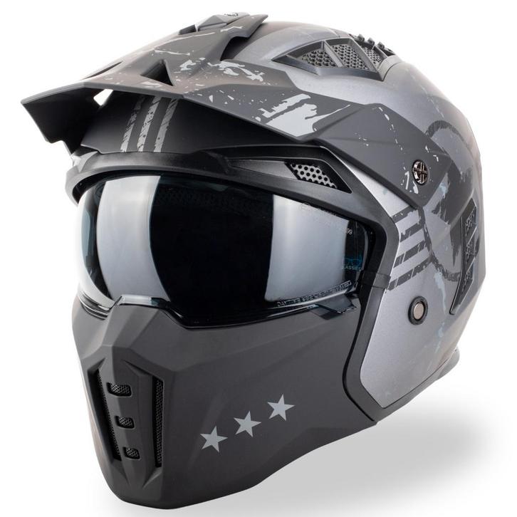 VINZ Shikoku Streetfighter Helm - Grijs, Motoren, Kleding | Motorhelmen, M, Jethelm, Verzenden