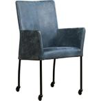 Leren eetkamerstoelen met armleuning en wieltjes, Huis en Inrichting, Stoelen, Ophalen of Verzenden, Nieuw, Leer