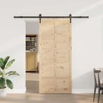 vidaXL Schuifdeur Bruin 100 x 208 cm Massief grenenhout, Doe-het-zelf en Verbouw, Verzenden, Nieuw