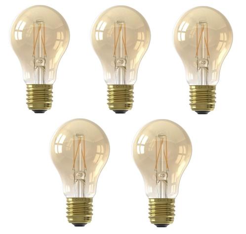 5 stuks Calex LED lamp E27 7.5W 806lm Goud 2100K Dimbaar A60, Huis en Inrichting, Lampen | Overige, Nieuw, Ophalen of Verzenden