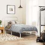 vidaXL Bedframe met hoofdbord metaal wit 90x190 cm, Huis en Inrichting, 90 cm, Eenpersoons, Verzenden, Wit