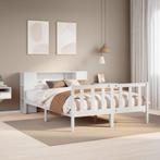 vidaXL Bed met boekenkast zonder matras grenenhout wit, Verzenden, Wit, Nieuw, 190 cm of minder