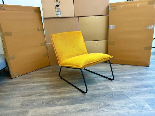 Veiling -  Fauteuil Cas - Design - Lounge - Ribstof - Oker, Huis en Inrichting, Fauteuils, Nieuw