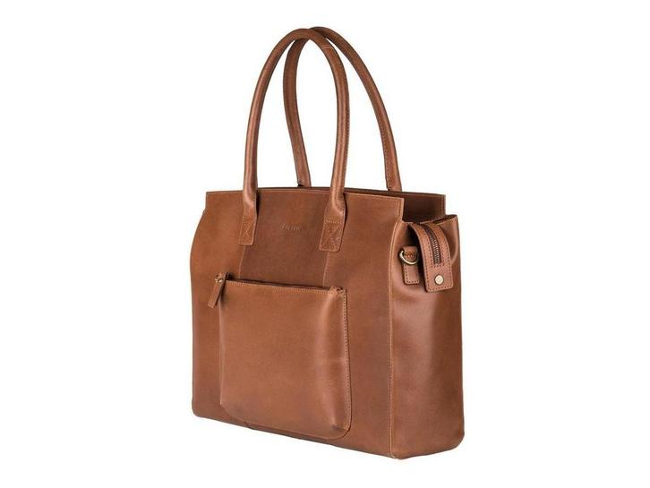 Burkely Evelyn - Laptopbag 15,6 inch - Hunter Leer - Cognac, Sieraden, Tassen en Uiterlijk, Tassen | Schoudertassen, Zo goed als nieuw