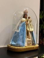 Beeld - Madonna met kind onder stolp - 40 cm - Glas, Hout,