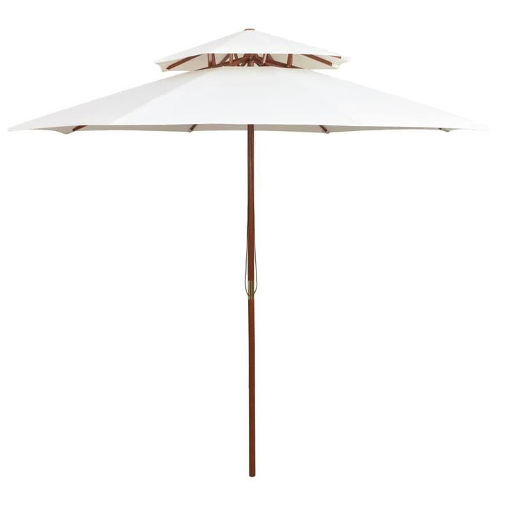 Parasol dubbeldekker 270cm | Hardhout | Laatste Stuk!, Tuin en Terras, Parasols, 2 tot 3 meter, Waterdicht, Nieuw, Stokparasol