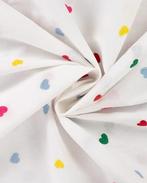 Broderie Voile Katoen Hartjes Wit/Multicolor, Nieuw, Wit
