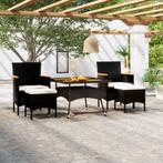 vidaXL 5-delige Tuinset poly rattan en massief acaciahout, 5 zitplaatsen, Nieuw, Tuinset, Verzenden