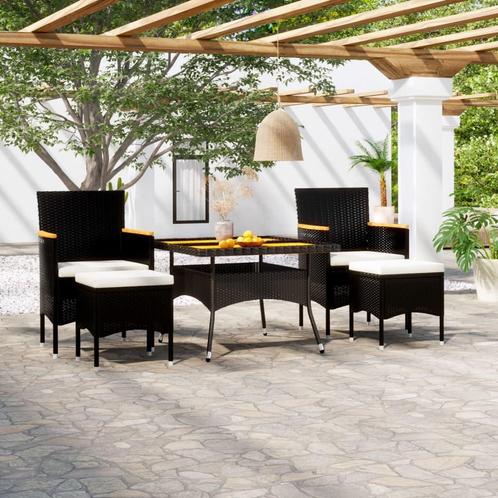vidaXL 5-delige Tuinset poly rattan en massief acaciahout, Tuin en Terras, Tuinsets en Loungesets, Tuinset, Nieuw, 5 zitplaatsen