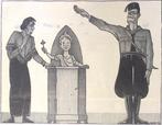 Spotprent over man die kind komt halen voor de Balila in..., Antiek en Kunst, Kunst | Litho's en Zeefdrukken, Verzenden