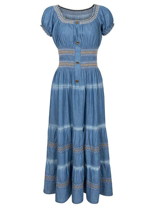 Jurk Boho Jeansblauw, Kleding | Dames, Jurken, Verzenden