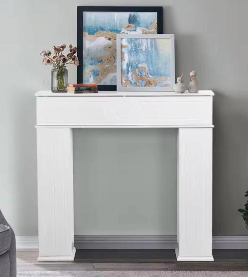 Witte decoratieve haard met opbergruimte – 107 cm breed, Huis en Inrichting, Haarden, Nieuw, Verzenden