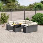 vidaXL 9-delige Loungeset met kussens poly rattan zwart, Verzenden, Nieuw, Rotan, Loungeset