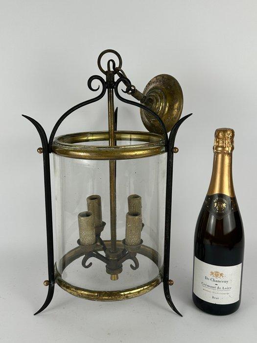 Plafondlamp - Messing, Glas - Een gang hanglamp, Antiek en Kunst, Antiek | Overige Antiek