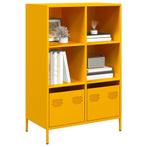 vidaXL buffetkast 68x39x103,5 cm staal mosterdgeel, Huis en Inrichting, Kasten | Buffetkasten, Verzenden, Nieuw, Metaal