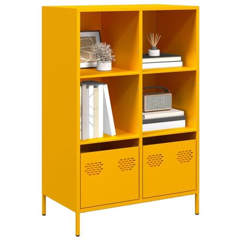vidaXL buffetkast 68x39x103,5 cm staal mosterdgeel, Huis en Inrichting, Kasten | Buffetkasten, Nieuw, Metaal, Verzenden