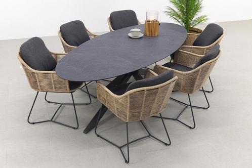 Taste Belmond naturel/Privada 240x107 - Ovale tuinset -, Tuin en Terras, Tuinsets en Loungesets, Tuinset, Nieuw, Rvs, Verzenden