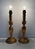 Tafellamp (2) - Verguld messing - Paar messing tafellampen, Antiek en Kunst