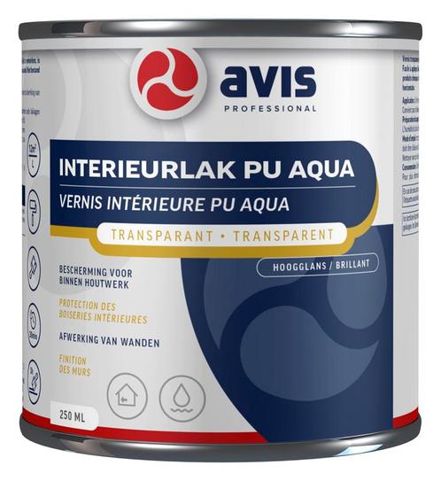 Avis interieurlak pu aqua hoogglans, 250 ml, Doe-het-zelf en Verbouw, Verf, Beits en Lak, Nieuw, Verzenden