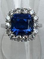 Ring - 18 karaat Witgoud Saffier - Diamant - Ceylon Saffier,, Nieuw