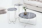 Exclusieve salontafel NOBLE 65cm grijs echt marmer rond, Huis en Inrichting, Tafels | Salontafels, Ophalen of Verzenden, Nieuw
