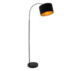 Moderne booglamp Urvin, zwart, stof, Huis en Inrichting, Lampen | Vloerlampen, Nieuw, Ophalen of Verzenden, 150 tot 200 cm, Modern