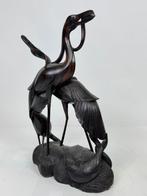 sculptuur, Coppia di aironi in ebano intagliato a mano - 48