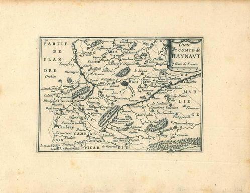 Kaart van Hainaut, Antiek en Kunst, Kunst | Etsen en Gravures