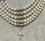 Moeder van witte parels met een katholiek kruis, gemaakt van, Antiek en Kunst
