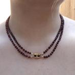 Antiek glaskralen collier met gouden slot (Ketting), Gebruikt, Overige kleuren, Ophalen of Verzenden, Met edelsteen