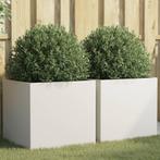 vidaXL Plantenbakken 2 st 49x47x46 cm staal wit, Verzenden, Nieuw, Metaal