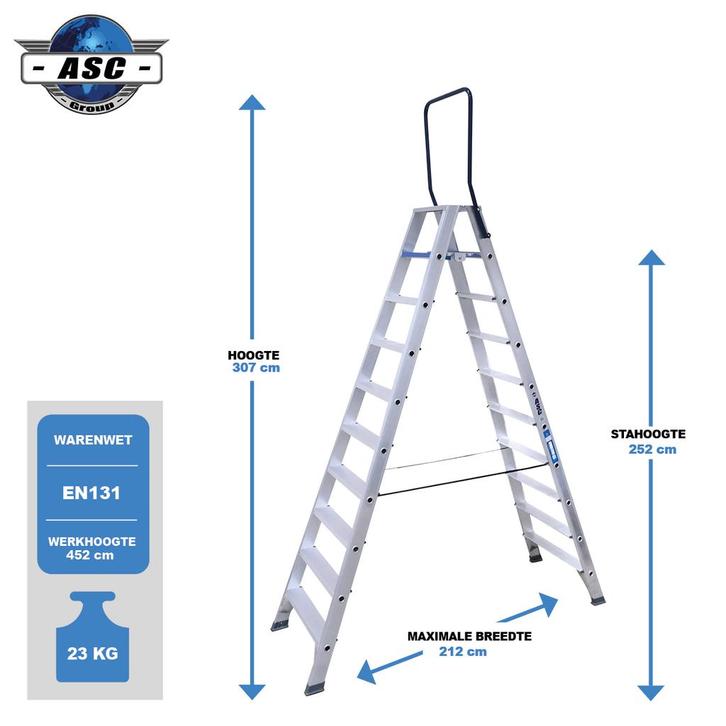 ASC Dubbele trap, Doe-het-zelf en Verbouw, Ladders en Trappen, Trap, Nieuw, Verzenden