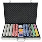 vidaXL Pokerset met 1000 laser chips aluminium, Verzenden, Nieuw