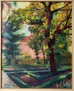 École méditerranéenne (XX) - Parc ensoleillé sous les arbres, Antiek en Kunst, Kunst | Schilderijen | Klassiek